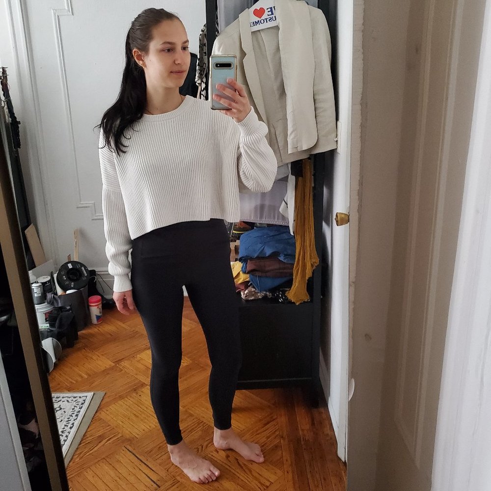 Cropped white sweater
